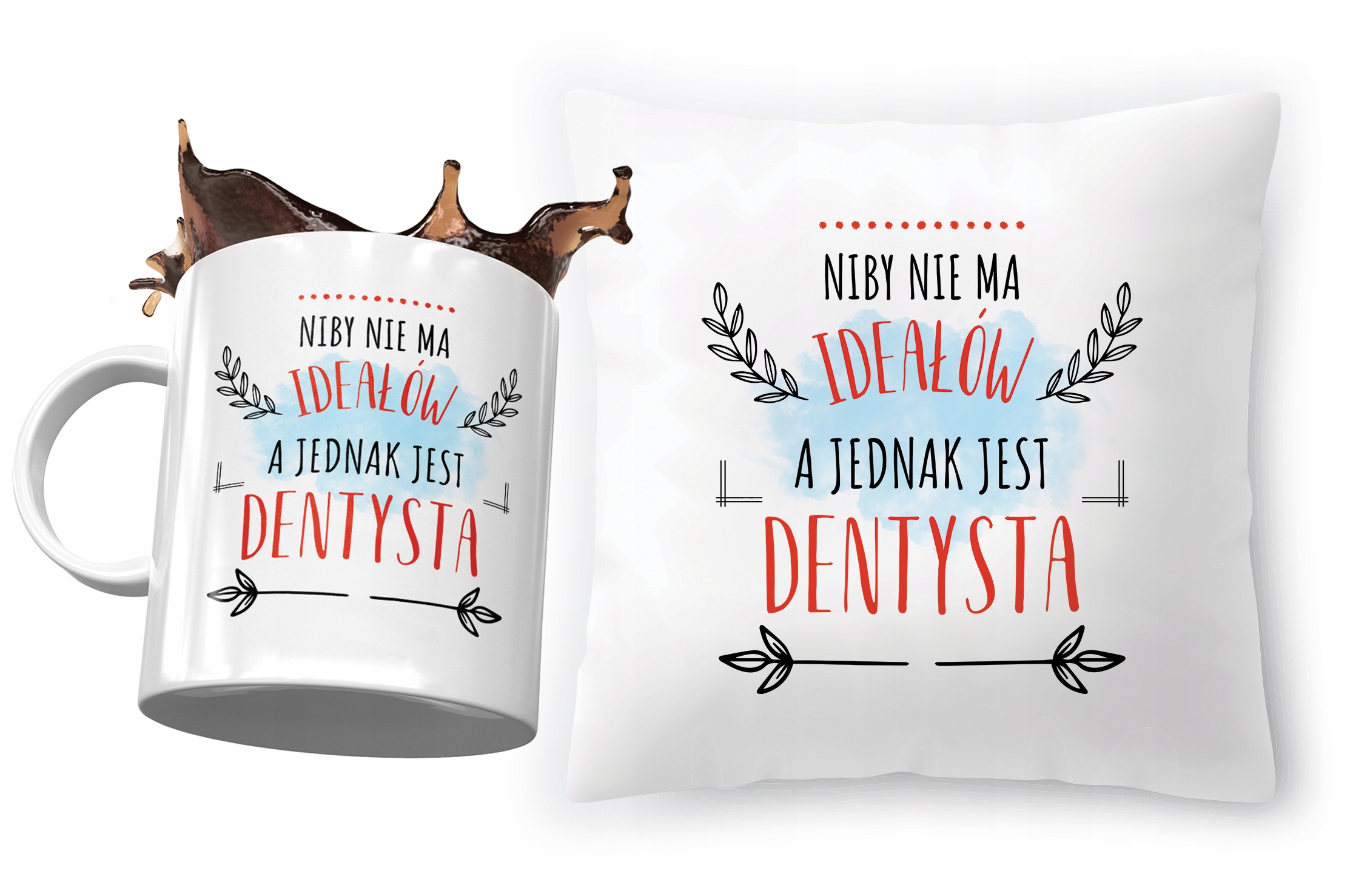 Zestaw Dla Dentysty Poduszka + Kubek Na Prezent Z Nadrukiem Ze Zdjęciem