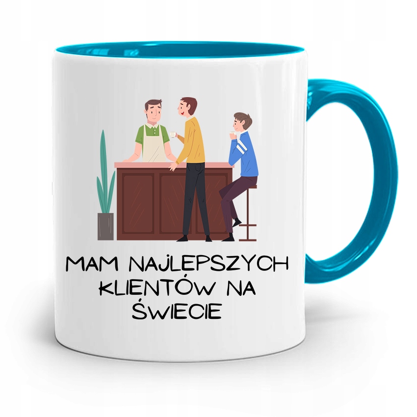 Kubek Błękitny Dla Barmana Najlepszych Klientów Z Nadrukiem Ze Zdjęciem