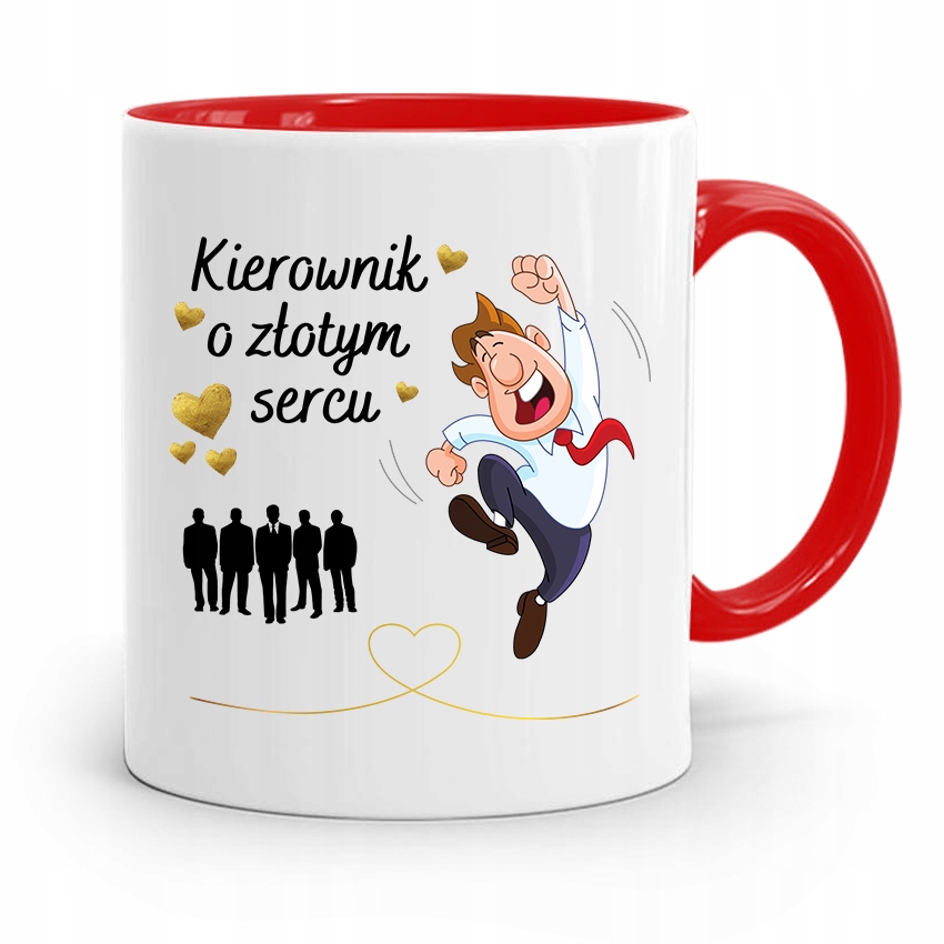 Kubek Czerwony Dla Kierownika O Złotym Sercu Z Nadrukiem Ze Zdjęciem