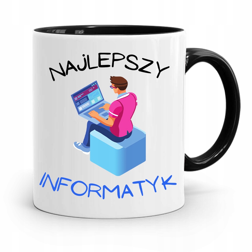 Kubek Czarny Informatyka Programisty Najlepszy Inf Z Nadrukiem Ze Zdjęciem