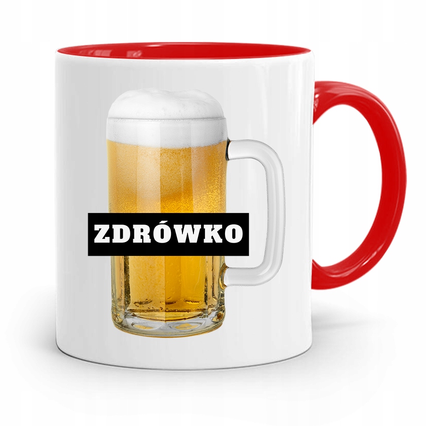 Kubek Czerwony Przyjaciela Zdrówko Piwko Prezent Z Nadrukiem Ze Zdjęciem
