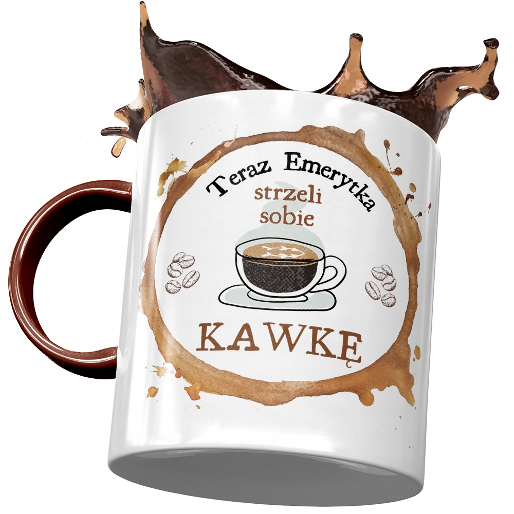 Kubek Bordowy Dla Emerytki Strzeli Kawkę Prezent Z Nadrukiem Ze Zdjęciem