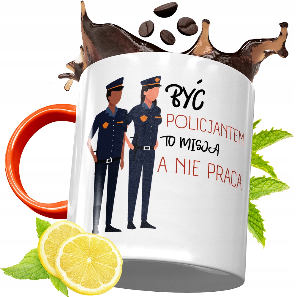Kubek Pomarańczowy Dla Policjanta Idealny Prezent Z Nadrukiem Ze Zdjęciem