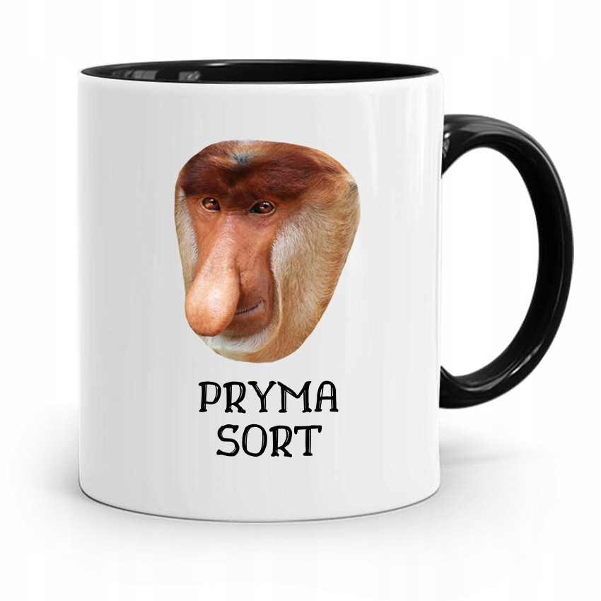 Kubek Czarny Nosacz Janusz Pryma Sort Prezent Z Nadrukiem Ze Zdjęciem