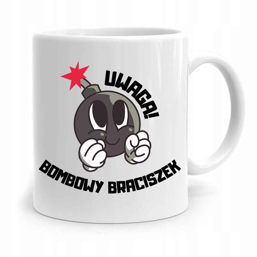 Kubek Prezent Dla Brata Uwaga Bombowy Brat Z Nadrukiem Ze Zdjęciem