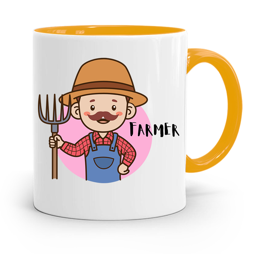 Dla Rolnika Kubek Zółty Na Prezent Farmer Z Nadrukiem Ze Zdjęciem