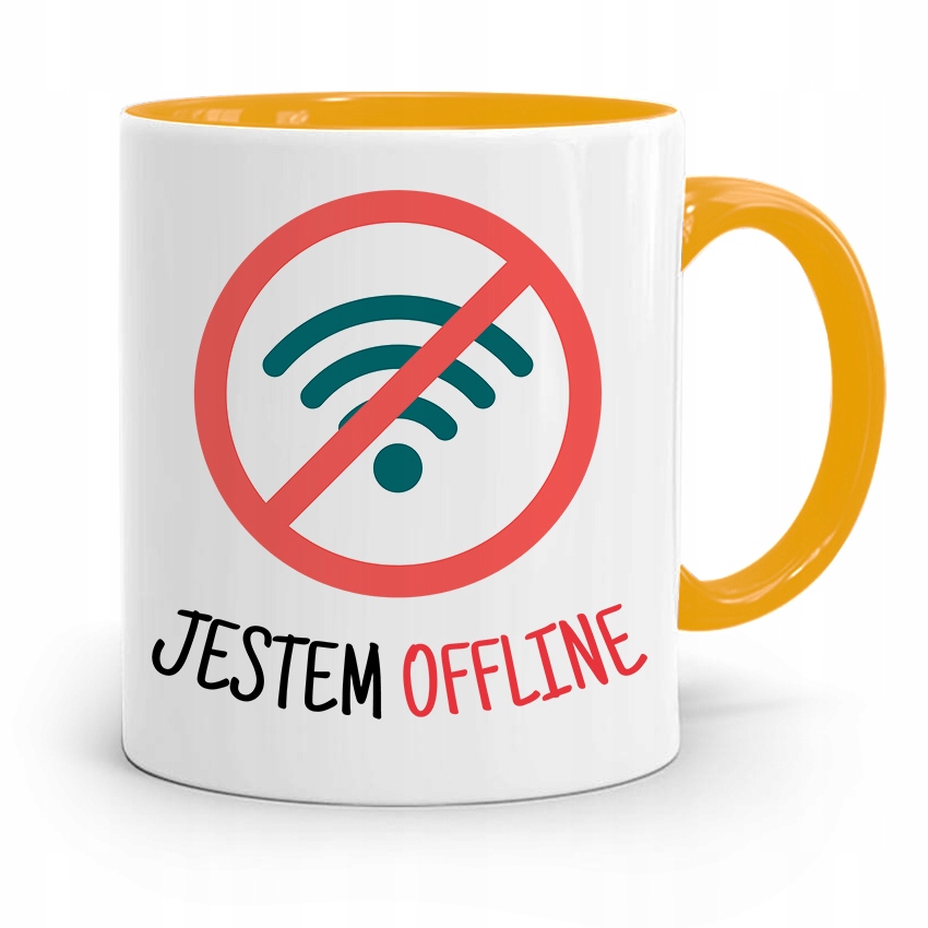 Kubek Żółty Informatyka Programisty Jestem Offline Z Nadrukiem Ze Zdjęciem
