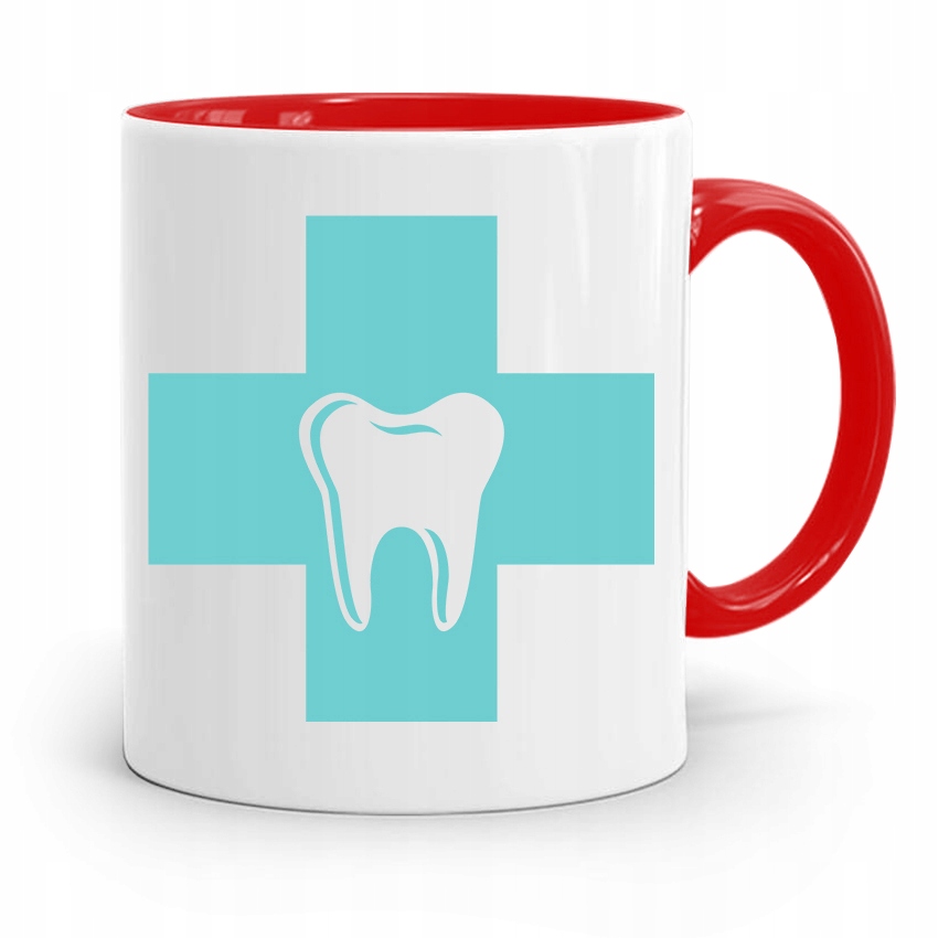 Kubek Czerwony Prezent Dentysty Stomatologa Z Nadrukiem Ze Zdjęciem