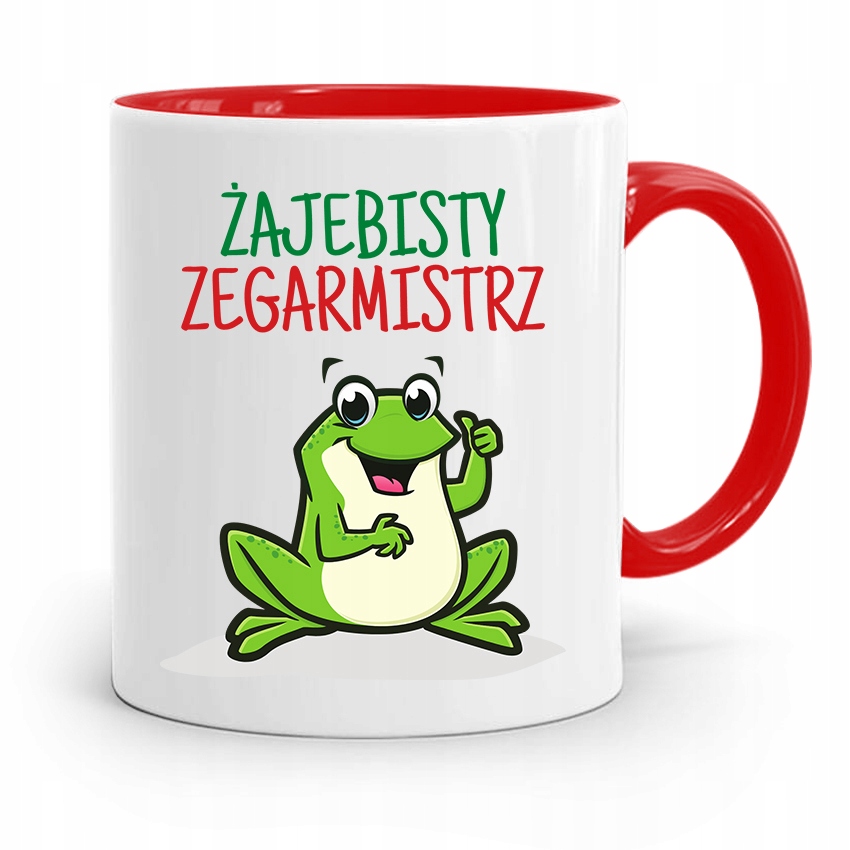 Kubek Czerwony Zegarmistrza Żajebisty Zegarmistrz Z Nadrukiem Ze Zdjęciem