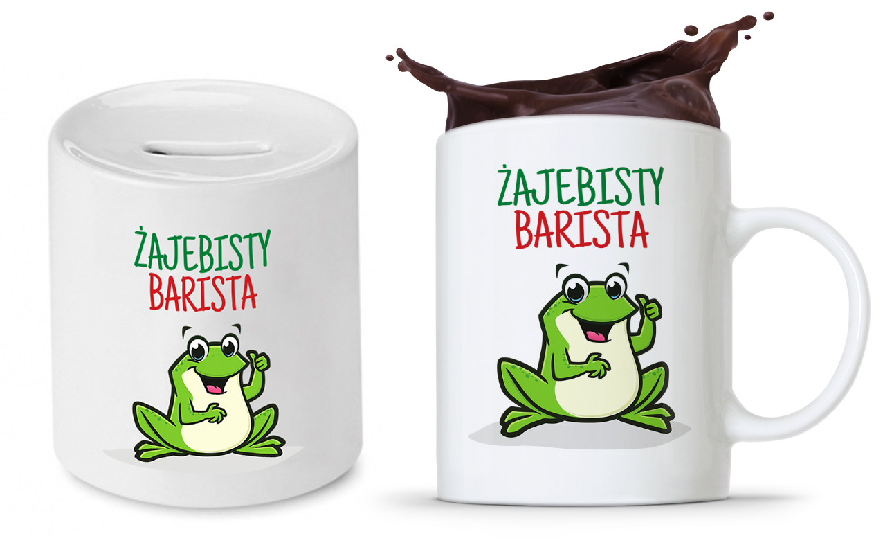 Zestaw Skarbonka + Kubek Dla Baristy Prezent Z Nadrukiem Ze Zdjęciem