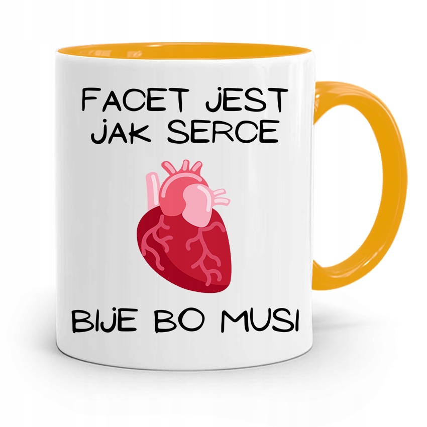 Kubek Żółty Dla Chłopaka Facet Jest Jak Serce Z Nadrukiem Ze Zdjęciem