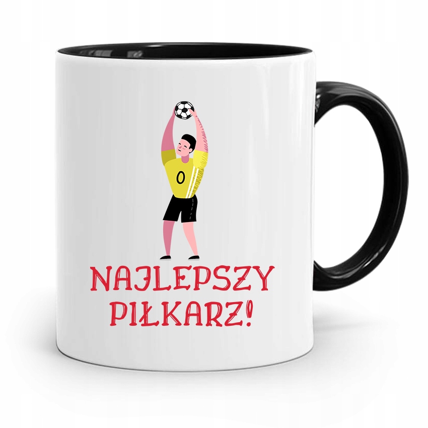 Kubek Czarny Prezent Dla Najlepszego Piłkarza Z Nadrukiem Ze Zdjęciem