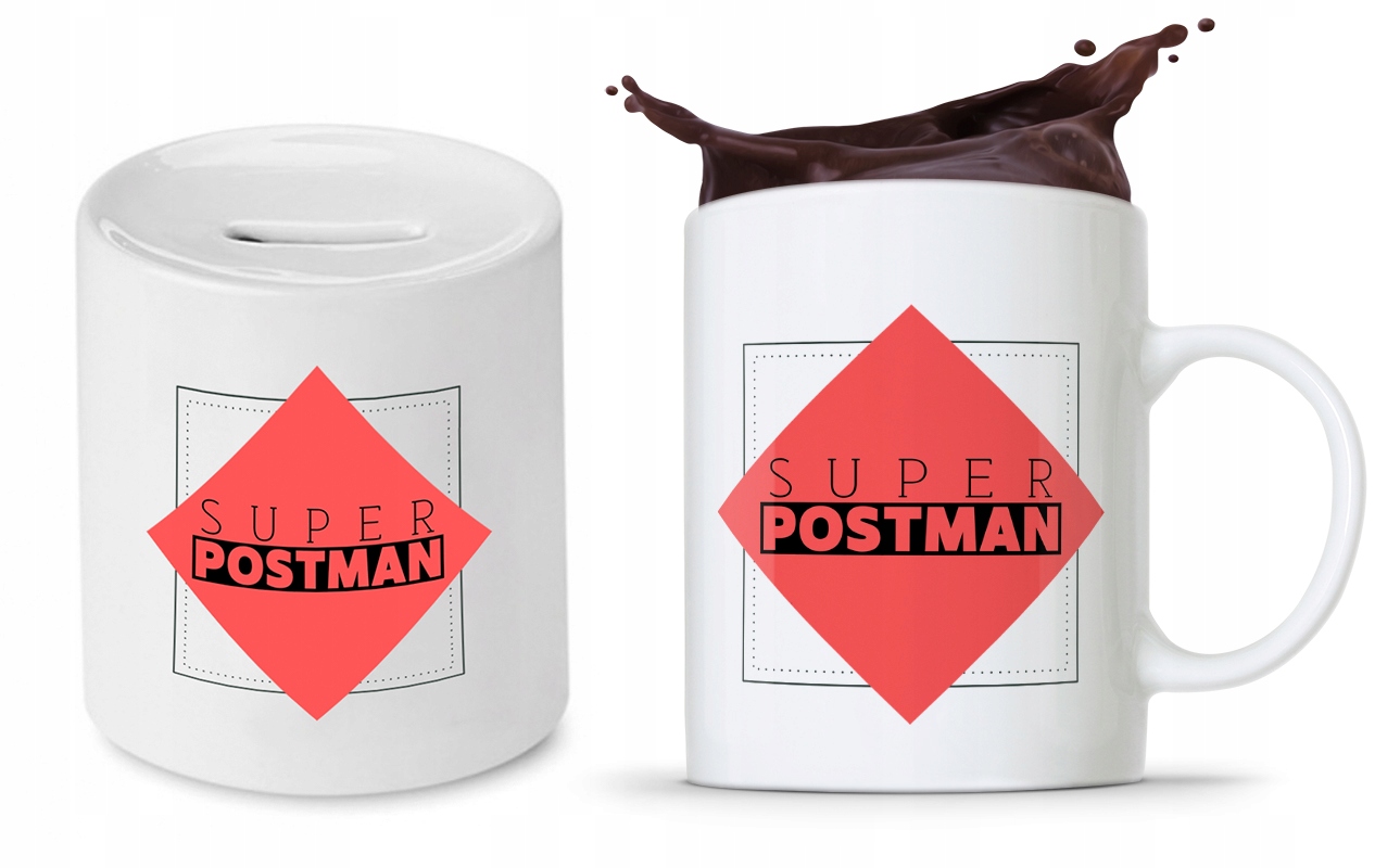 Dla Listonosza Zestaw Kubek + Skarbonka Prezent Z Nadrukiem Ze Zdjęciem