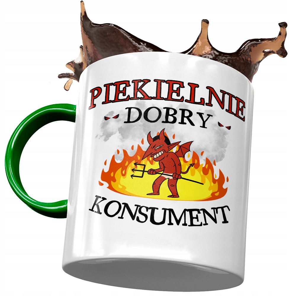Kubek Zielony Dla Konsumenta Piekielnie Dobry Z Nadrukiem Ze Zdjęciem