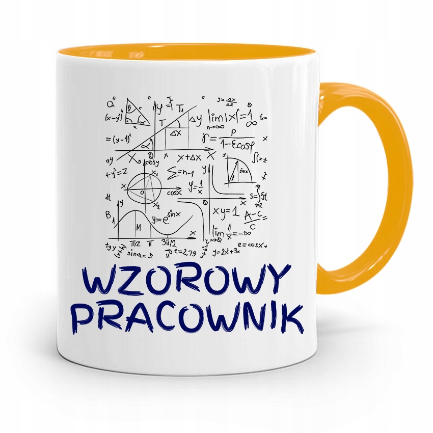 Dla Pracownika Kubek Żółty Wzorowy Pracownik Z Nadrukiem Ze Zdjęciem
