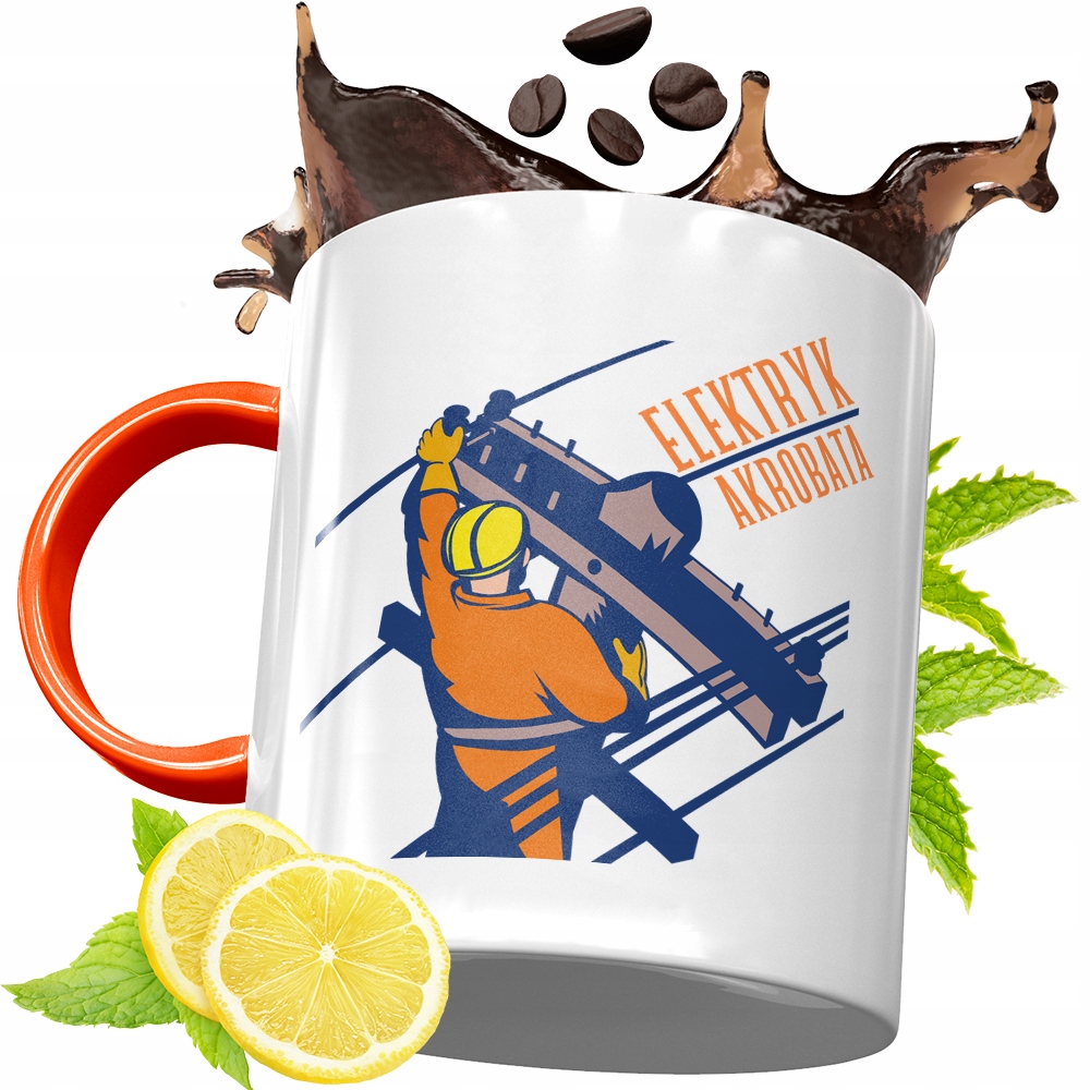 Kubek Pomarańczowy Dla Elektryka Idealny Prezent Z Nadrukiem Ze Zdjęciem