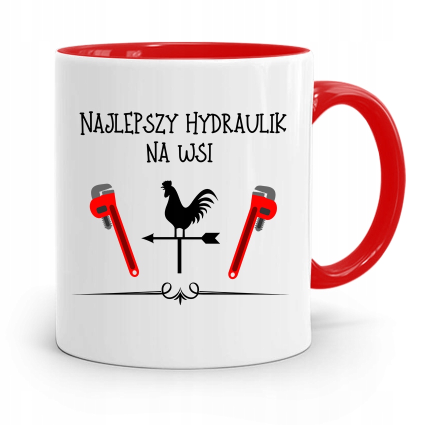 Kubek Czerwony Hydraulika Najlepszy Na Wsi Z Nadrukiem Ze Zdjęciem