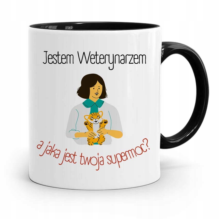 Kubek Czarny Dla Weterynarza Jestem Weterynarzem Z Nadrukiem Ze Zdjęciem