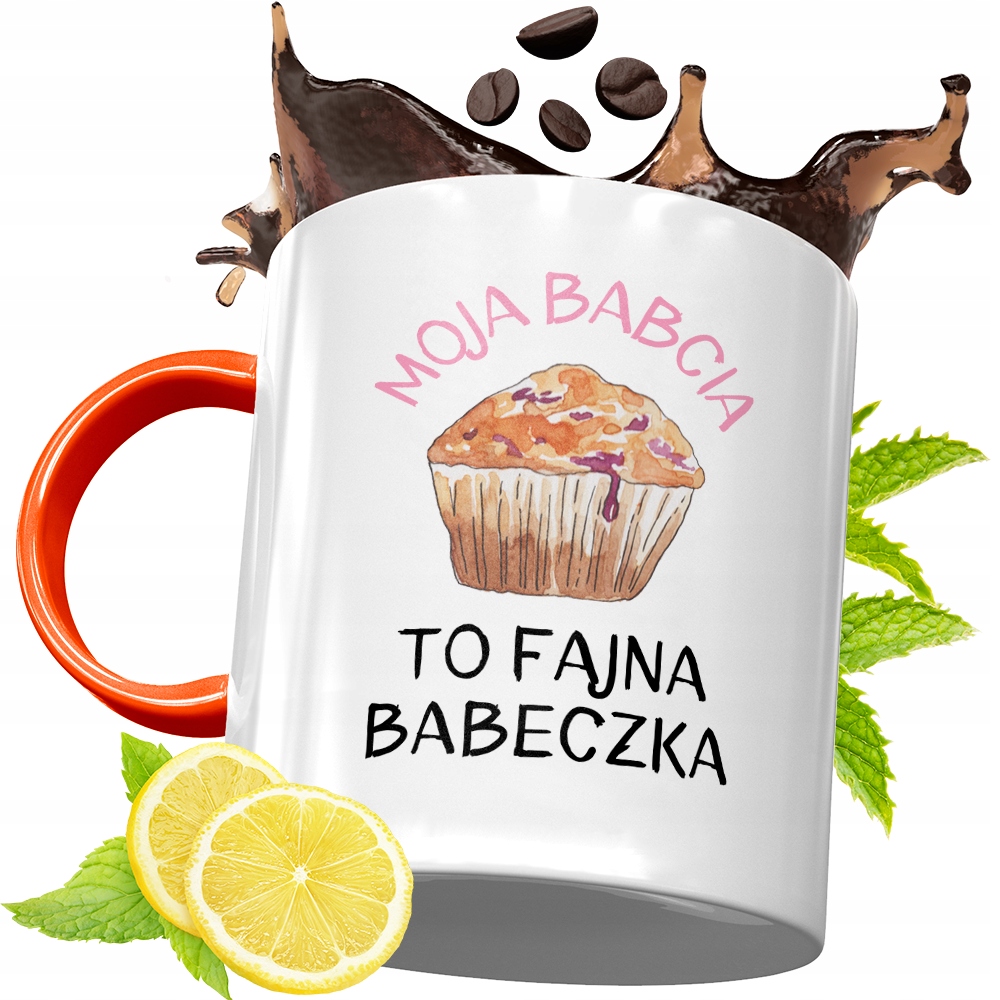 Kubek Pomarańczowy Dla Babci Dzień Babci Prezent Z Nadrukiem Ze Zdjęciem