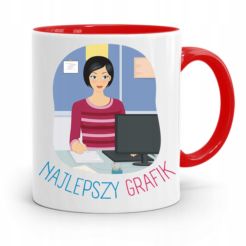 Kubek Czerwony Prezent Dla Najlepszego Grafika Z Nadrukiem Ze Zdjęciem