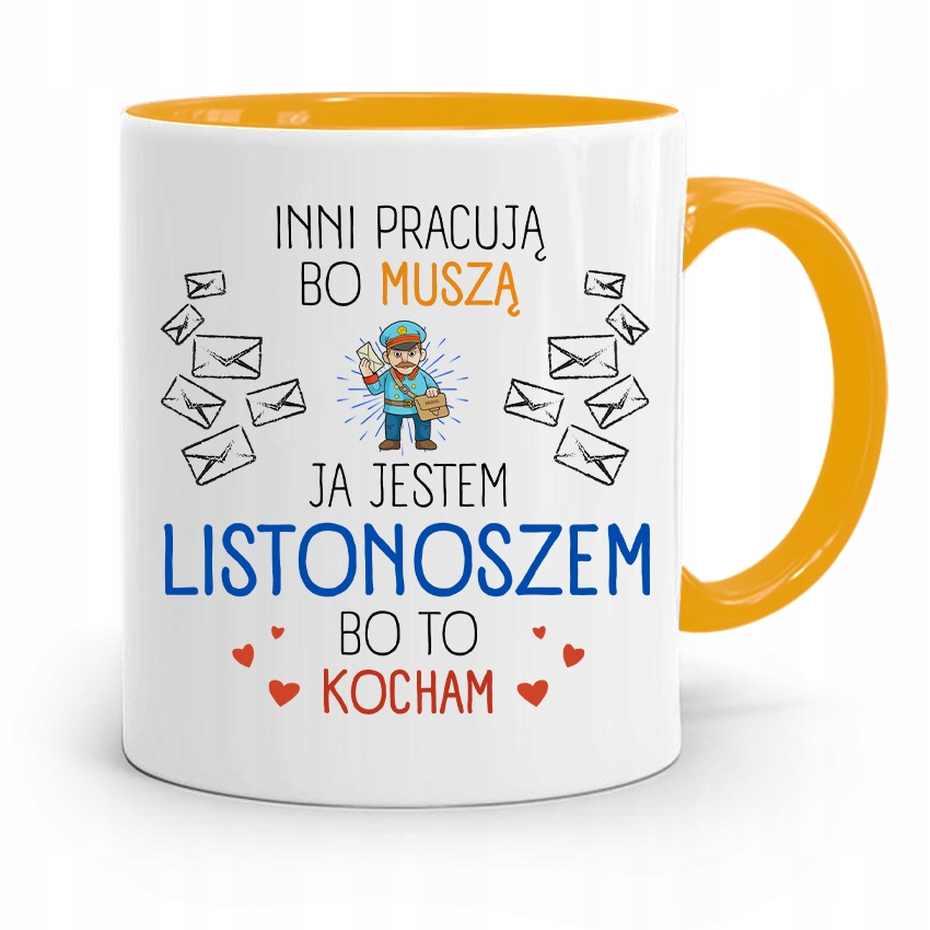Kubek Żółty Dla Listonosza Jestem Listonoszem Z Nadrukiem Ze Zdjęciem