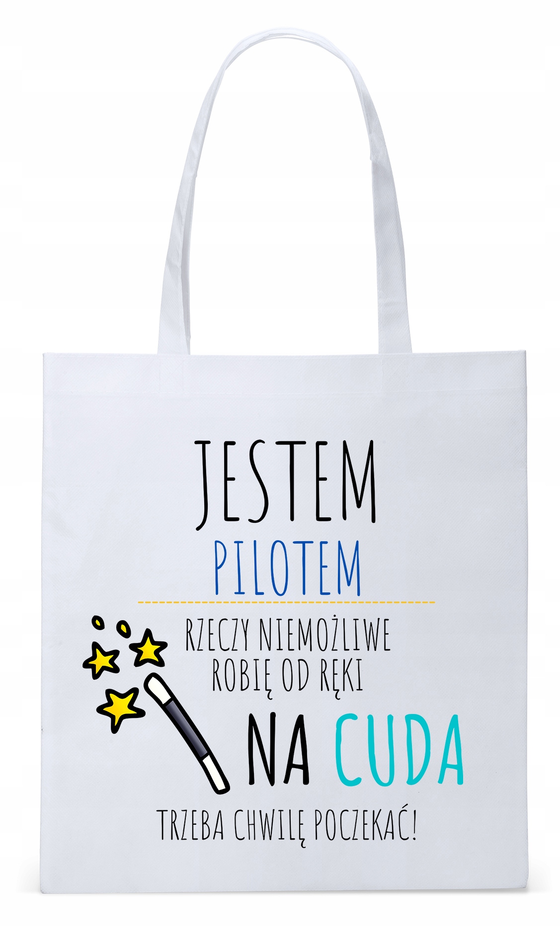 Torba Biała Eco Shopper Dla Pilota Z Nadrukiem Ze Zdjęciem