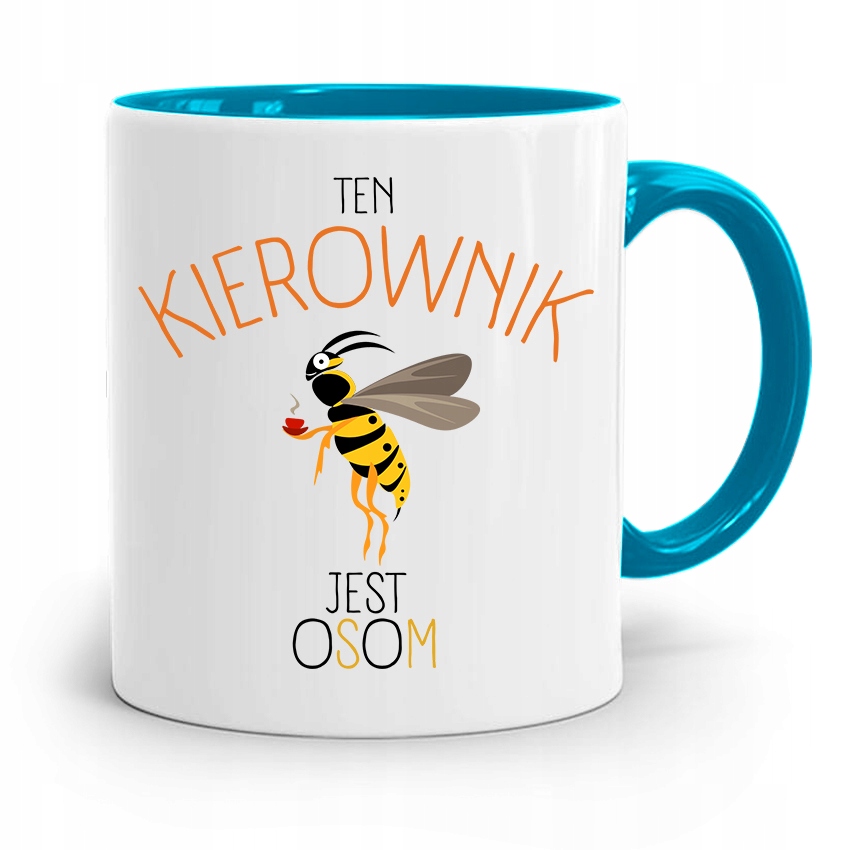 Kubek Błękitny Dla Kierownika Jest Osom Z Nadrukiem Ze Zdjęciem