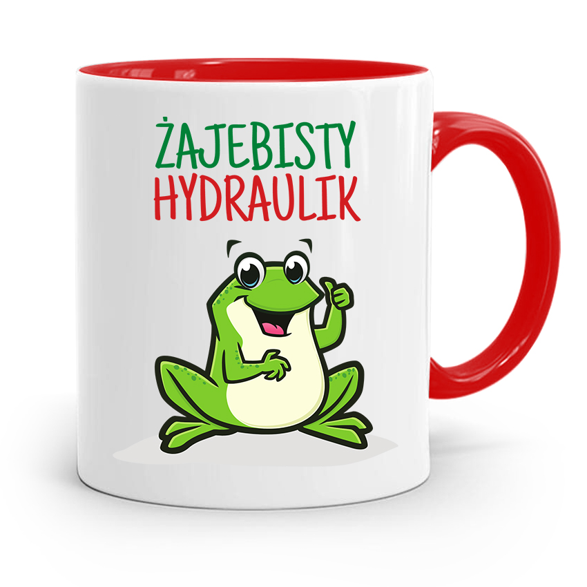 Kubek Czerwony Prezent Dla Hydraulika Żajebisty Z Nadrukiem Ze Zdjęciem