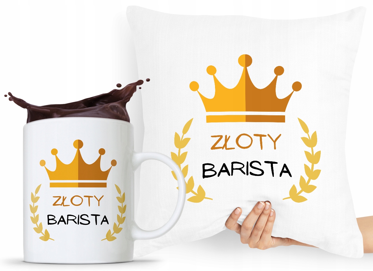 Zestaw Poduszka + Kubek Dla Baristy Prezent Z Nadrukiem Ze Zdjęciem