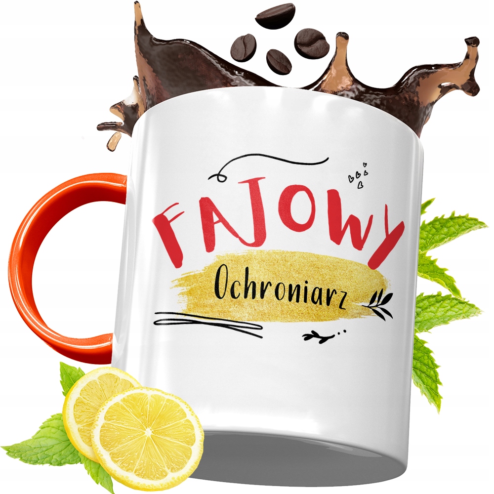 Kubek Pomarańczowy Dla Ochroniarza Prezent Z Nadrukiem Ze Zdjęciem