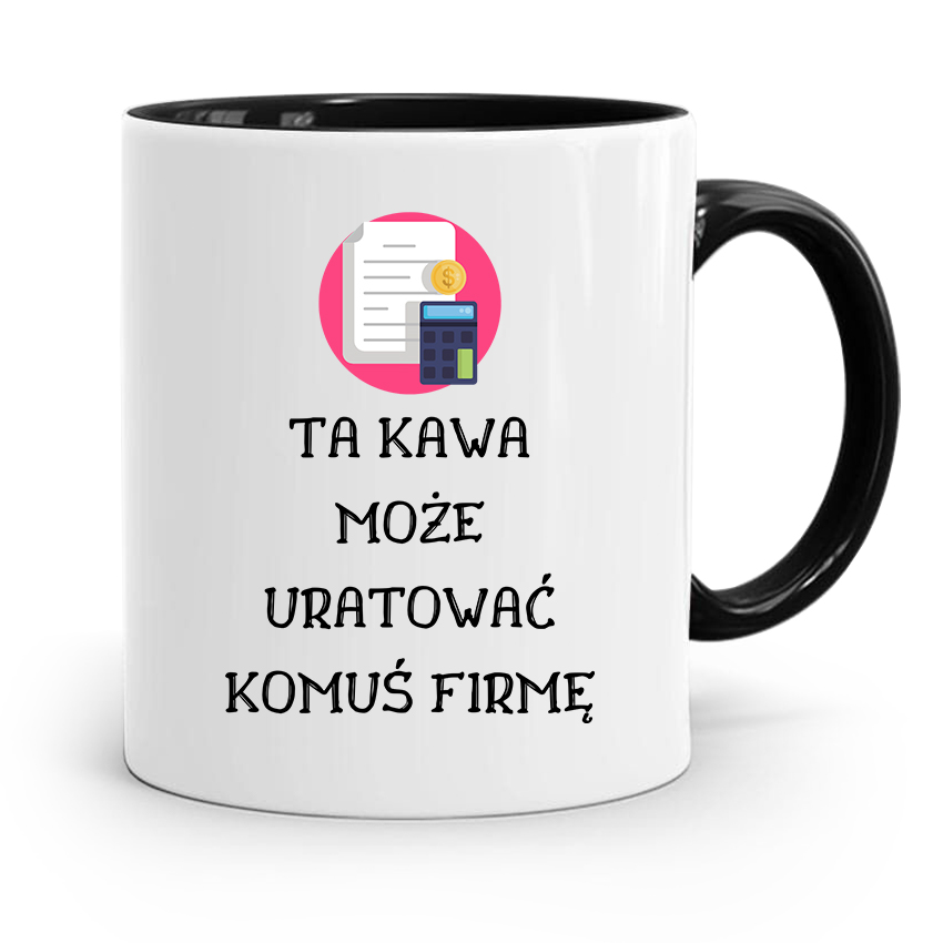 Kubek Czarny Prezent Dla Księgowej Księgowego Z Nadrukiem Ze Zdjęciem