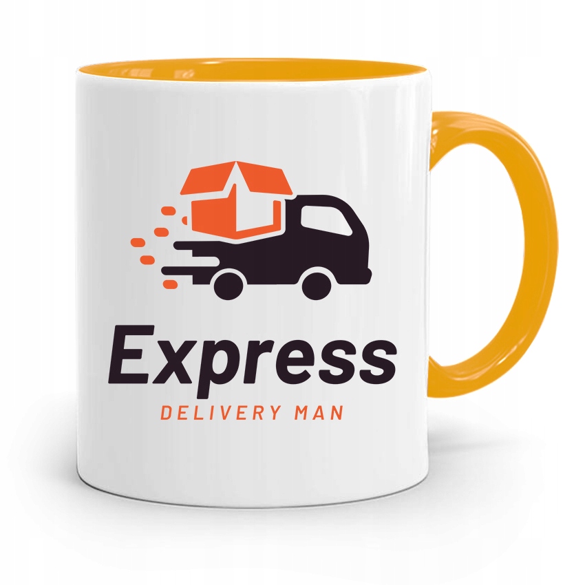 Kubek Żółty Dla Kuriera Express Delivery Man Z Nadrukiem Ze Zdjęciem