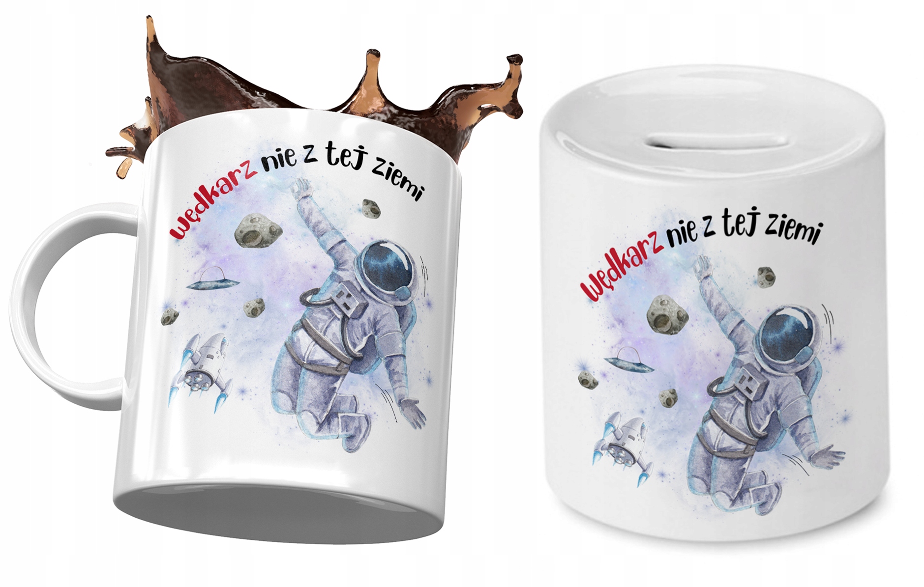 Dla Wędkarza Zestaw Kubek + Skarbonka Prezent Z Nadrukiem Ze Zdjęciem