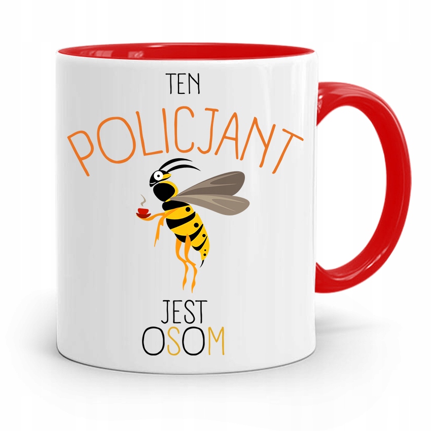 Kubek Czerwony Dla Policjanta Który Jest Osom Z Nadrukiem Ze Zdjęciem