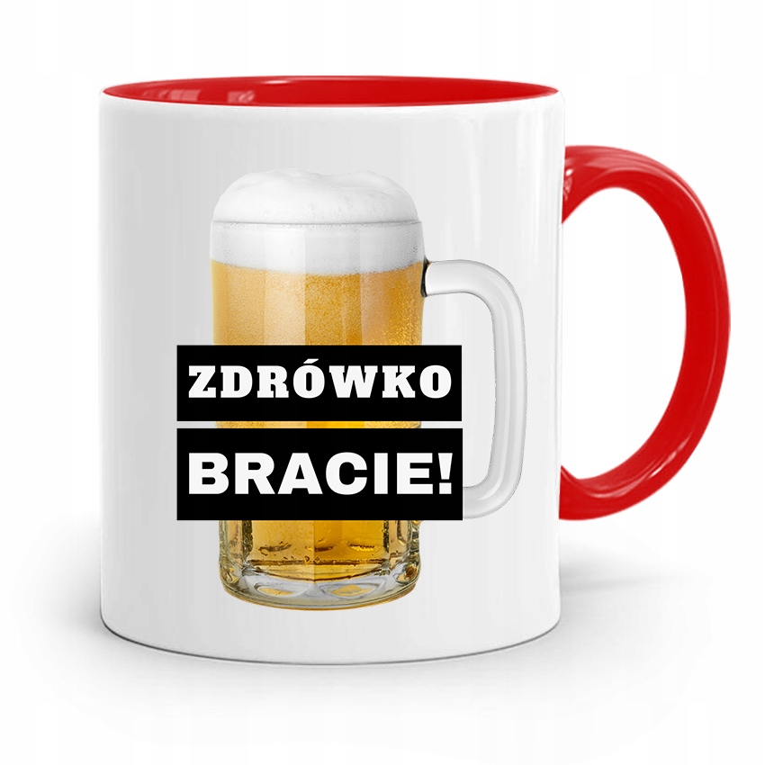 Kubek Czerwony Prezent Dla Brata Zdrówko Bracie! Z Nadrukiem Ze Zdjęciem