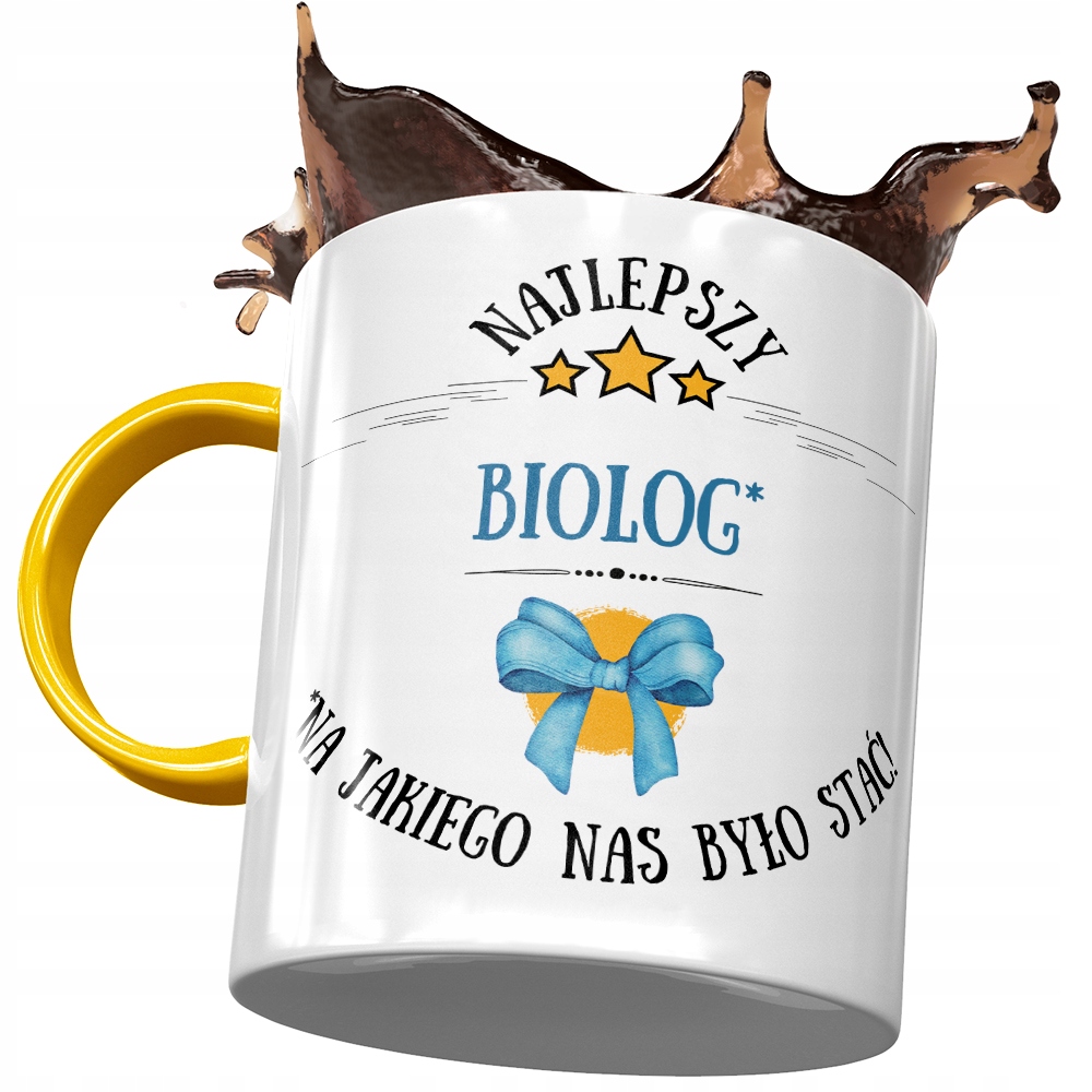 Kubek Żółty Dla Biologa Najlepszy Biolog Prezent Z Nadrukiem Ze Zdjęciem