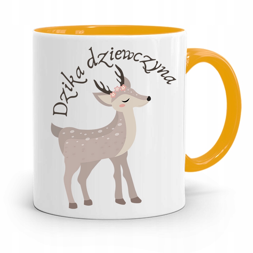 Kubek Żółty Dla Dziewczyny Dzika Dziewczyna Z Nadrukiem Ze Zdjęciem