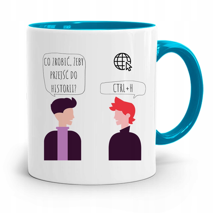 Kubek Błękitny Informatyka Programisty Ctrl + H Z Nadrukiem Ze Zdjęciem