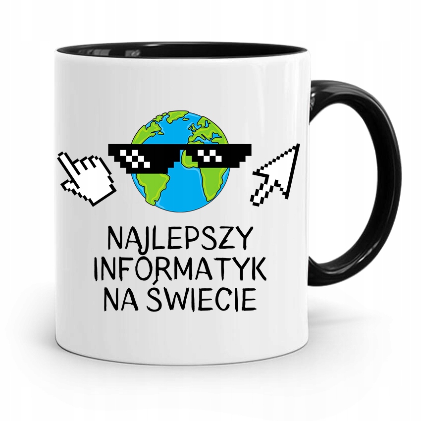 Kubek Czarny Informatyka Programisty Najlepszy Inf Z Nadrukiem Ze Zdjęciem