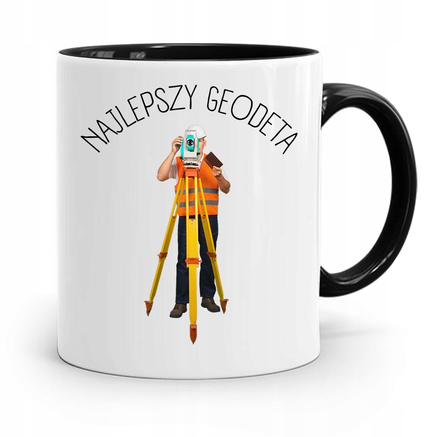 Kubek Czarny Dla Geodety Najlepszy Geodeta Prezent Z Nadrukiem Ze Zdjęciem