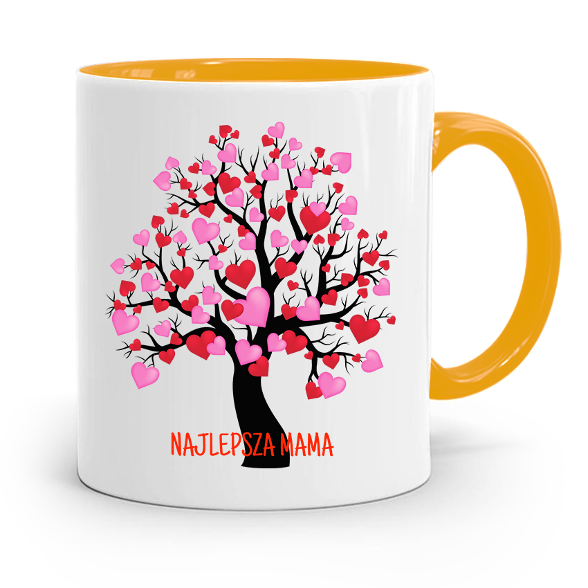 Kubek Żółty Prezent Dla Najlepszej Mamy Mamusi Z Nadrukiem Ze Zdjęciem