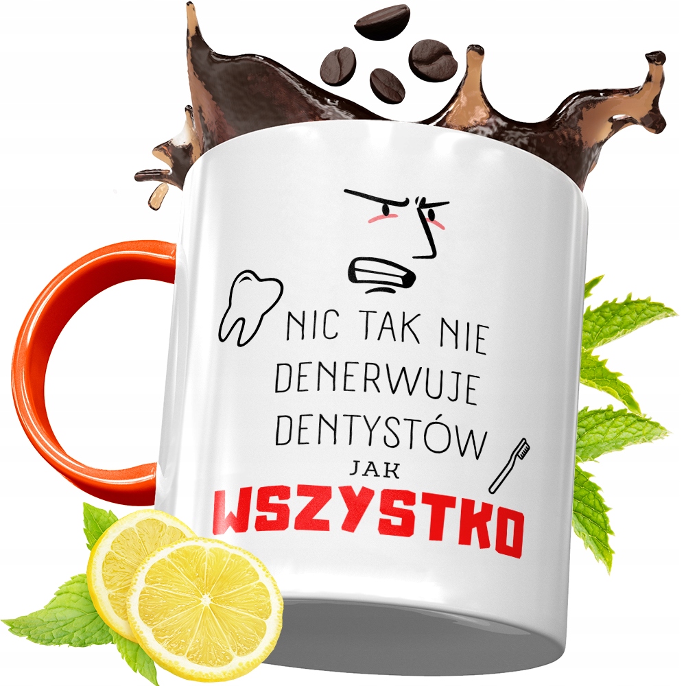 Kubek Pomarańczowy Dla Dentysty Prezent Z Nadrukiem Ze Zdjęciem