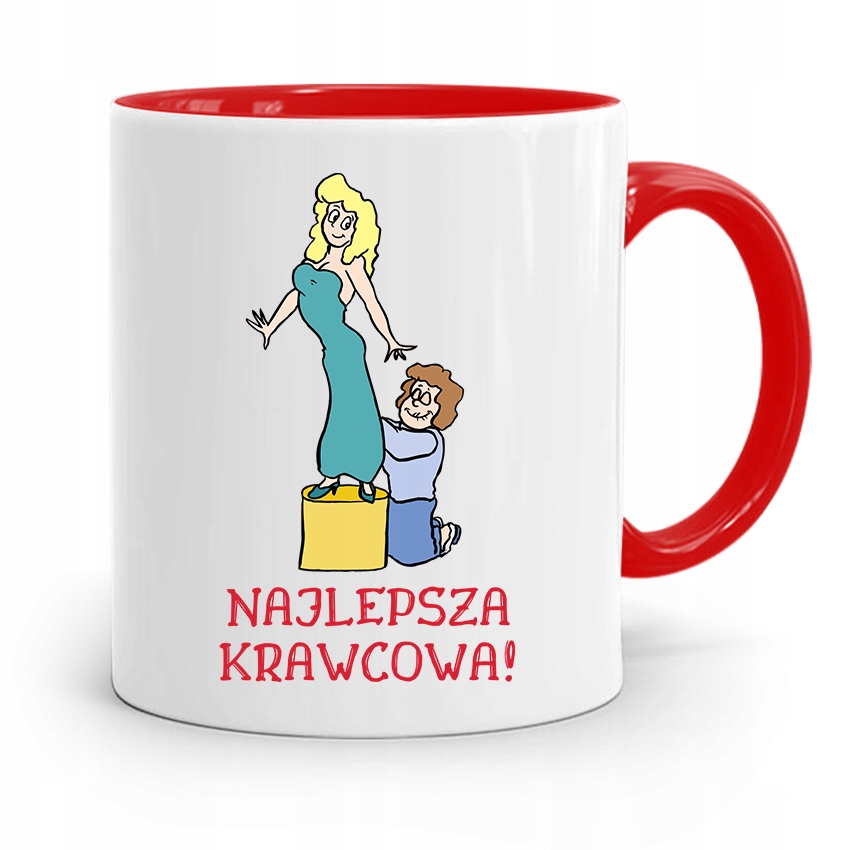 Kubek Czerwony Krawca Krawcowej Najlepsza Krawcowa Z Nadrukiem Ze Zdjęciem