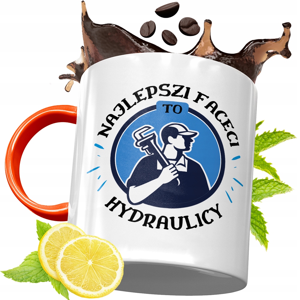 Kubek Pomarańczowy Dla Hydraulika Prezent Z Nadrukiem Ze Zdjęciem