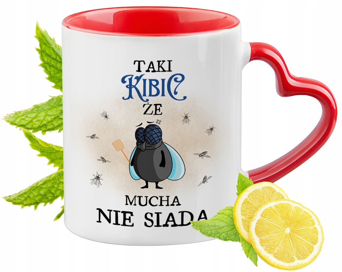 Kubek Dla Kibica Czerwony Z Uszkiem W Kształcie Serca Na Prezent