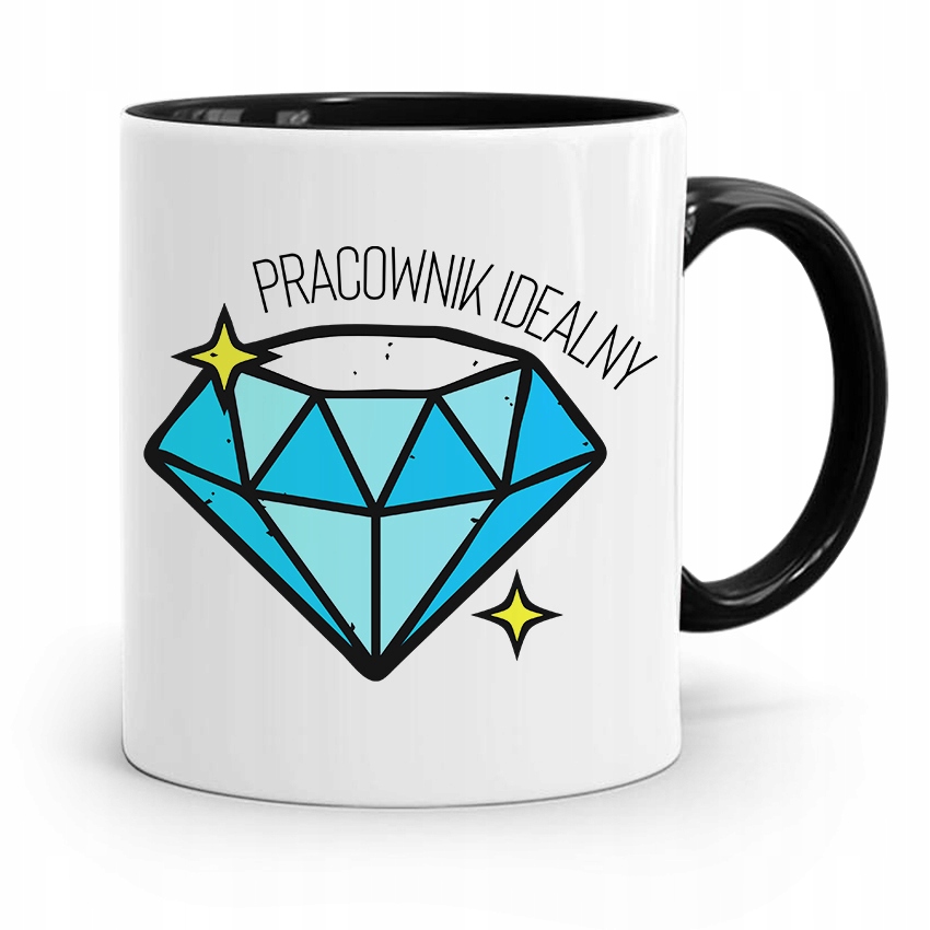 Dla Pracownika Kubek Czarny Pracownik Idealny Z Nadrukiem Ze Zdjęciem