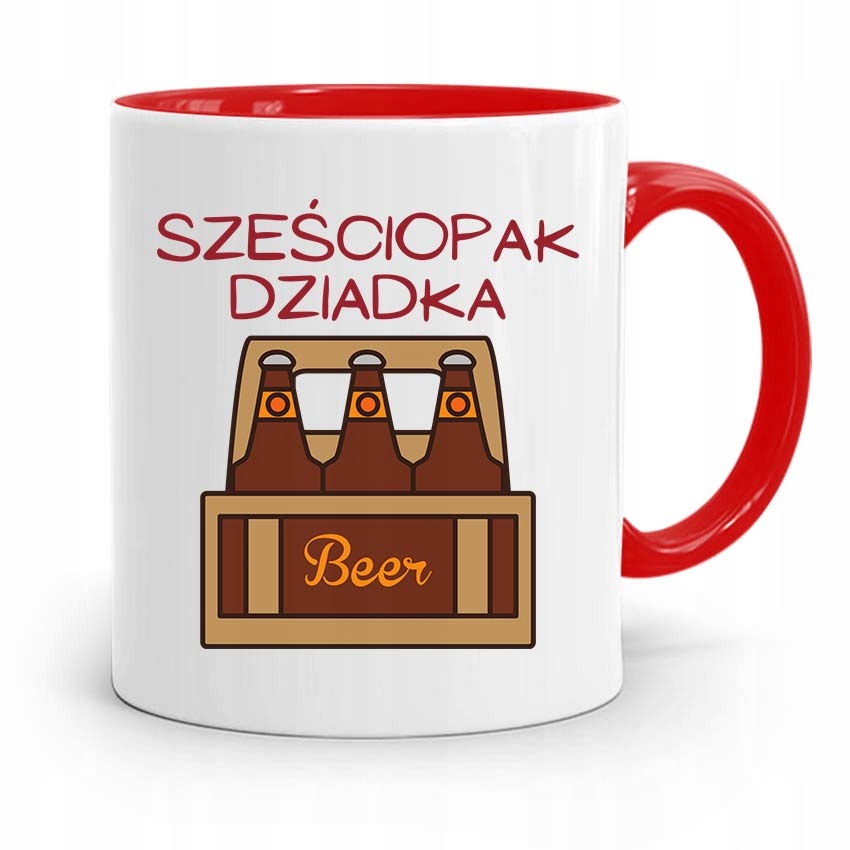 Kubek Czerwony Na Dzień Dziadka Sześciopak Dziadka Z Nadrukiem Ze Zdjęciem