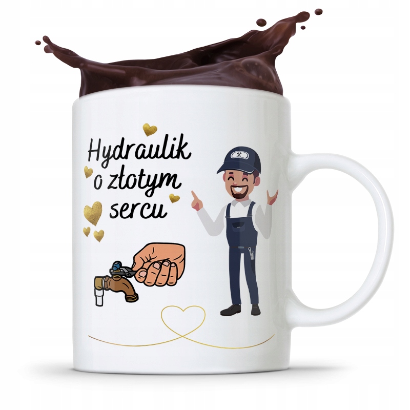 Kubek Prezent Dla Hydraulika O Złotym Sercu Z Nadrukiem Ze Zdjęciem