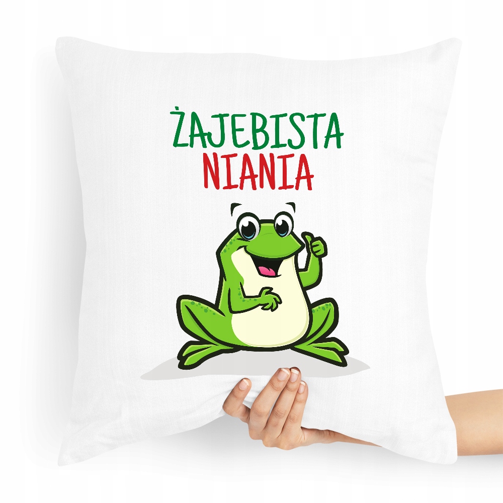 Prezent Poduszka Dla Niani Opiekunka Żajebista Z Nadrukiem Ze Zdjęciem