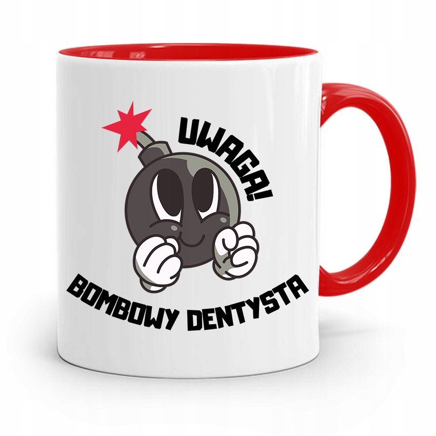 Kubek Czerwony Prezent Dentysty Bombowy Dentysta Z Nadrukiem Ze Zdjęciem